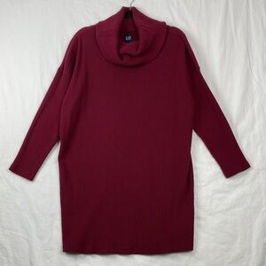 GAP Turtleneck Sweater Dress Ribbed Knit Maroon